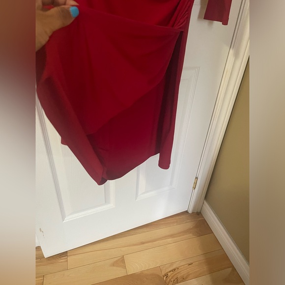 Red Lauren Ralph Lauren Long-Sleeve Faux-Wrap Sheath Dress - Size 10 - Picture 6 of 6